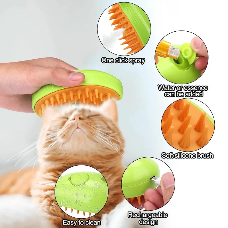 3-in-1 Electric Cat Steam Brush