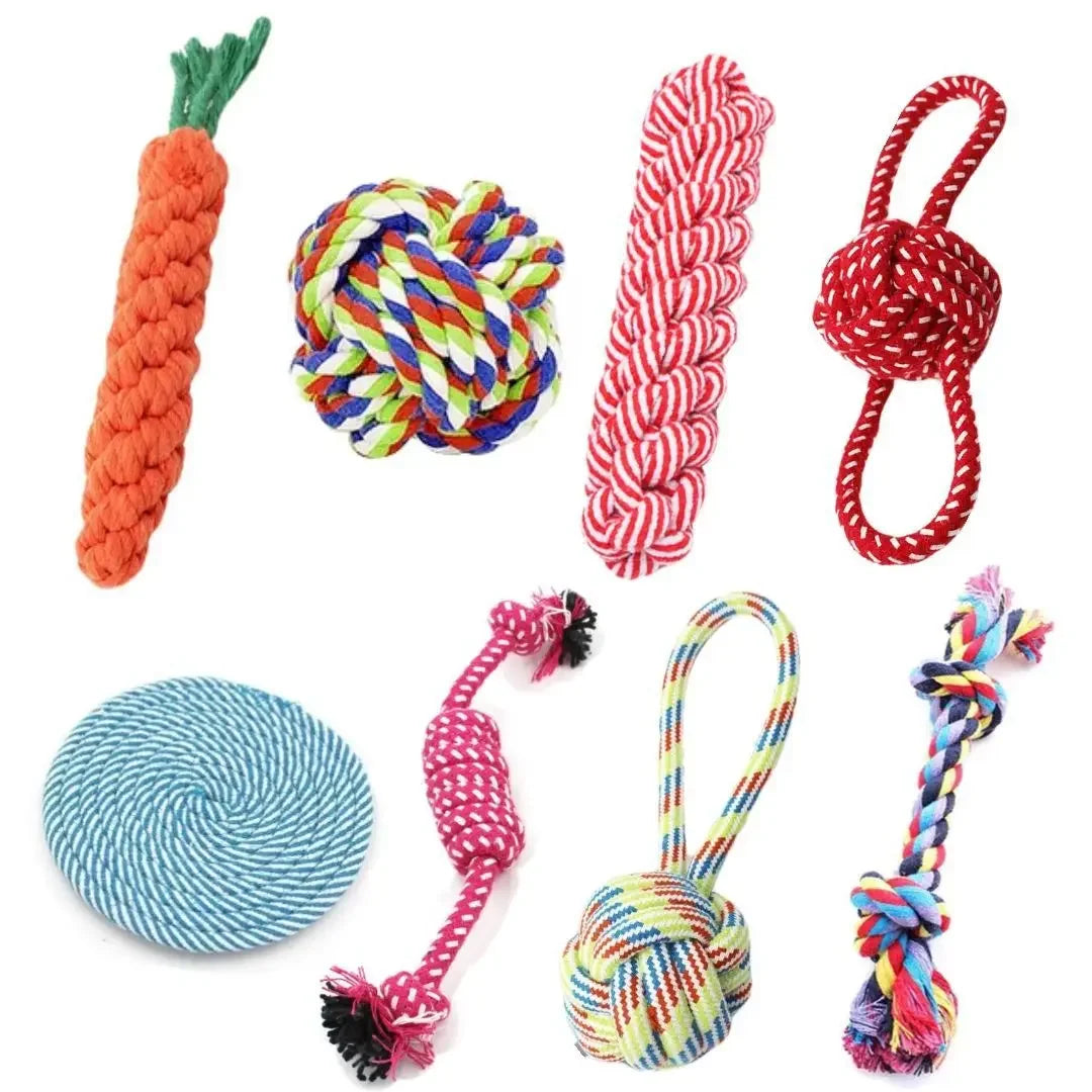 Interactive Dog Toy: Knot Rope Ball & Dumbbell Set